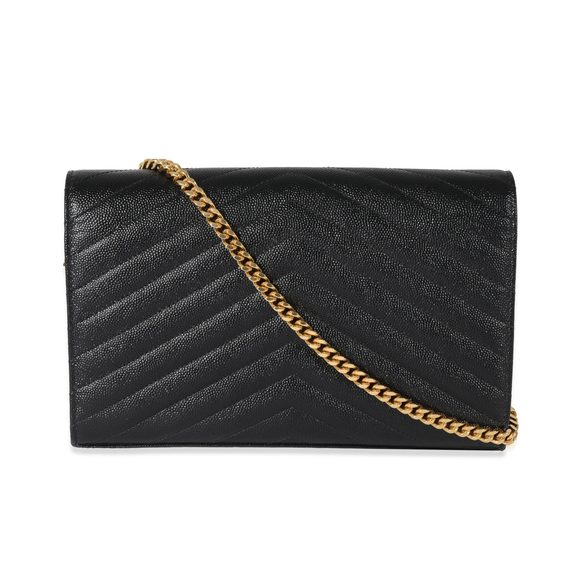 Saint Laurent Black Cassandre Matelasse Envelope Chain Wallet - Picture 3 of 8